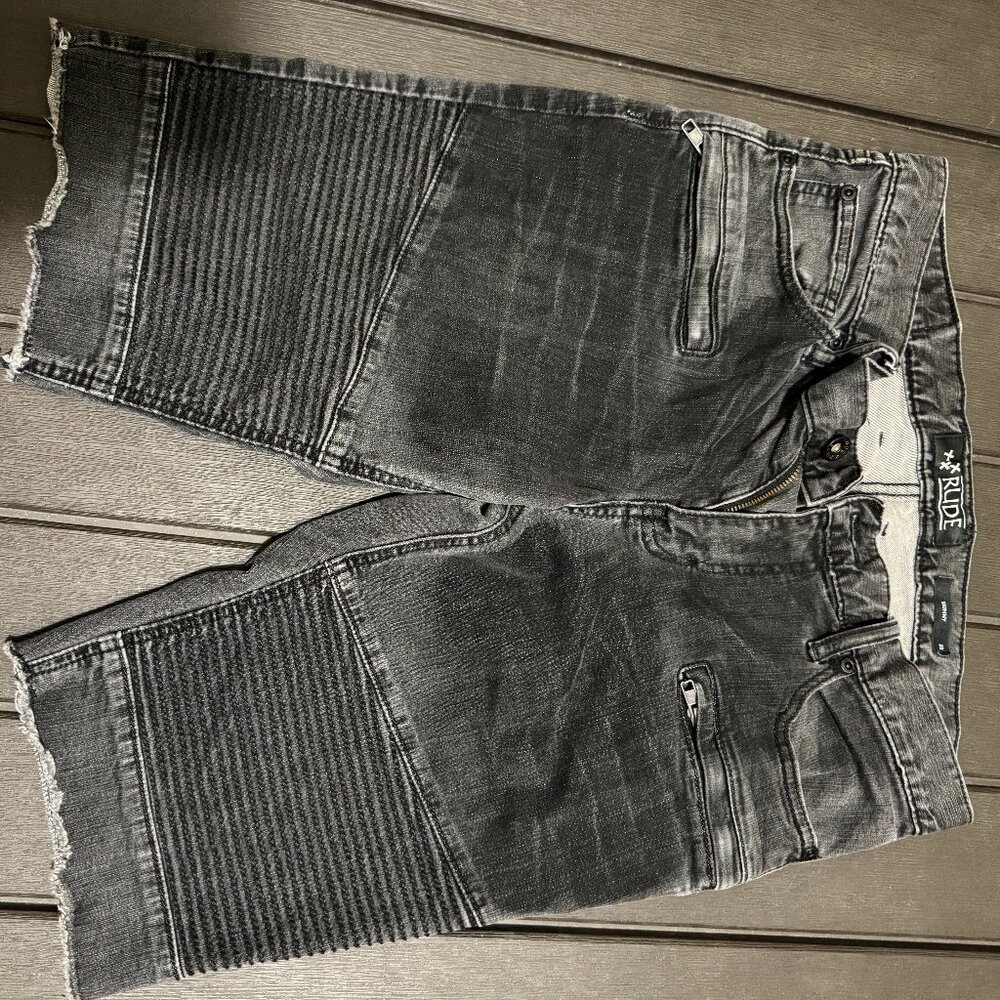 Rude black jean shorts skinny size 32